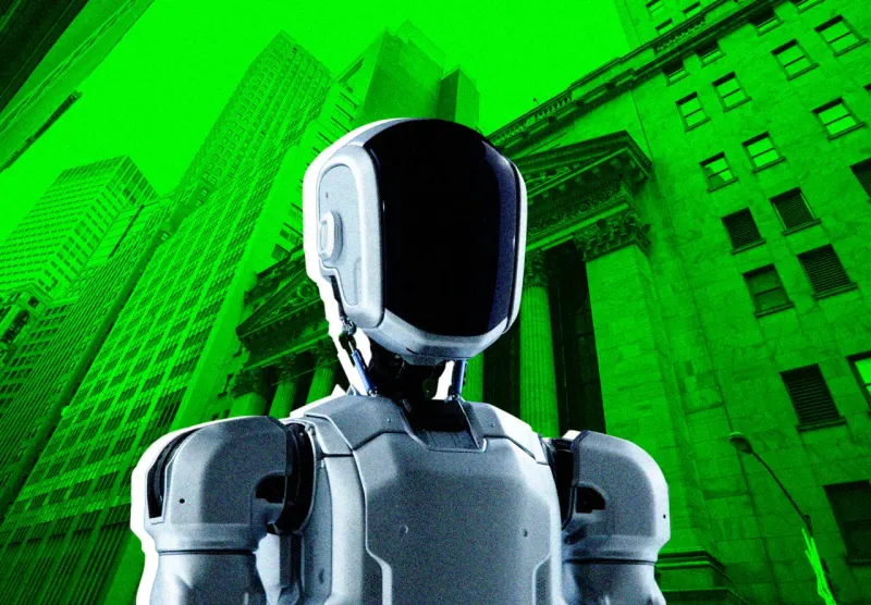 A bright comet splits toward robotics and space, symbolizing AI-driven growth in thematic investment products.