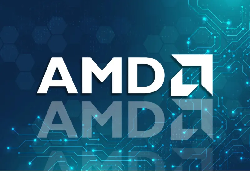 A microchip becomes the fourteenth star in a golden constellation, symbolizing AMD’s $1 trillion milestone.
