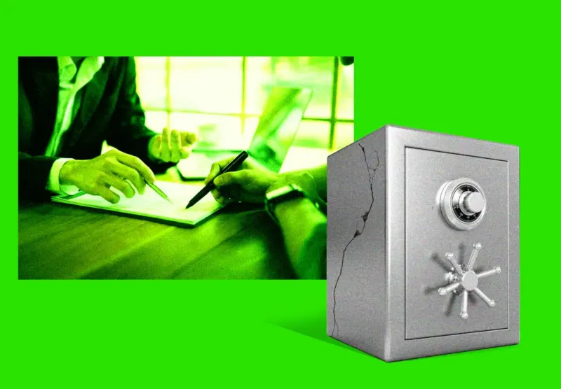 A golden vault leaks coins through a hidden opening, symbolizing an annuity payout falling short of expectations.