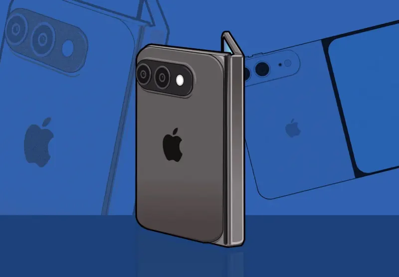 A foldable smartphone shaped like a golden crown symbolizes Apple’s expected premium iPhone Ultra.