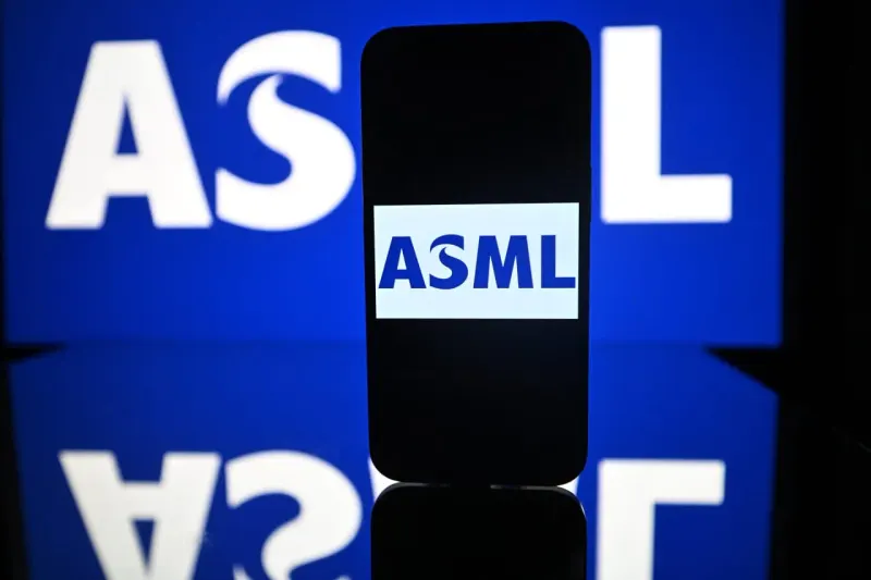 A silicon wafer lens focuses on distant lights, symbolizing ASML customer demand extending through 2030.