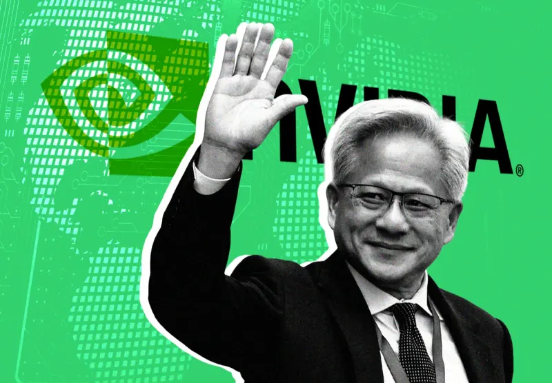 A chip-shaped rocket powered by a buyback loop rises through a barrier representing Nvidia's financing risks.