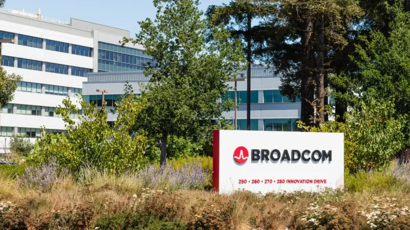 Editorial illustration for: Broadcom’s stock falls despite upbeat earnings, extending a frustrating stretch for investors