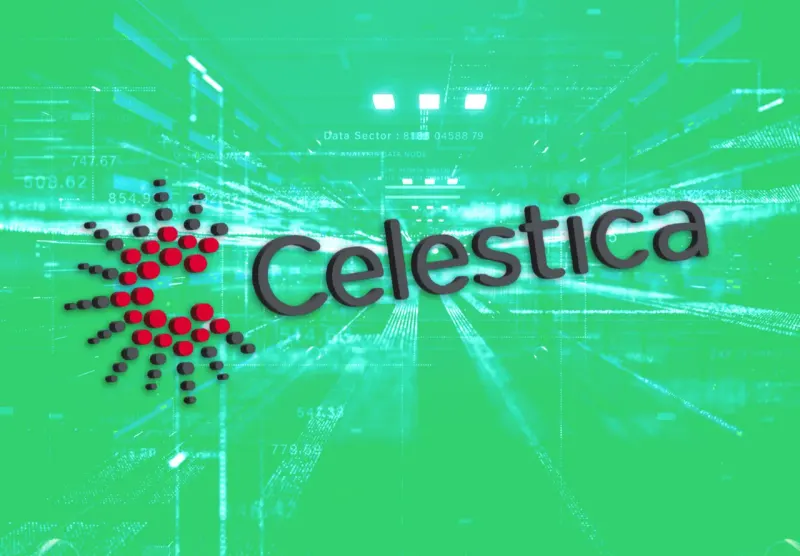 A glass bottleneck opens into a vast network, symbolizing Celestica’s data-center growth opportunity.