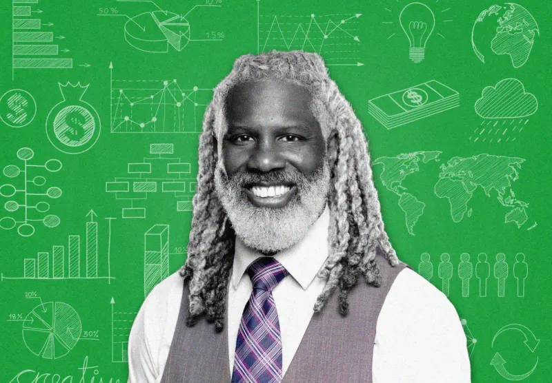 A cracked football sprouts a coin-leaf tree, symbolizing Christopher Jackson's shift from the NFL to teen wealth coaching.