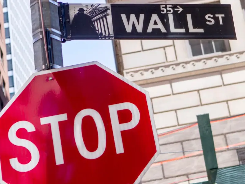 Editorial illustration for: Dow drops below a key chart level, warning of more trouble ahead