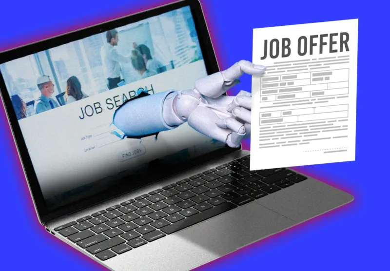 Editorial illustration for: Fake job recruiters are getting smarter about scamming job seekers. AI is making it even worse.