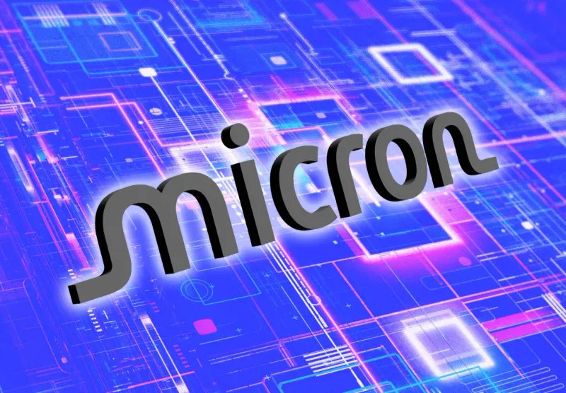 A golden lever lifts a heavy weight from a memory chip, symbolizing Micron's potential valuation reset.