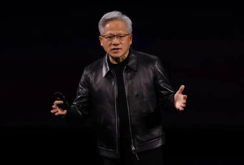 A green anchor holds firm beneath drifting rocket balloons, symbolizing Nvidia’s dependability amid volatile AI enthusiasm.