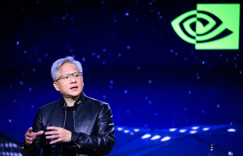 A chess king balances on interlocking coins, symbolizing Nvidia's financial strategy supporting its market lead.