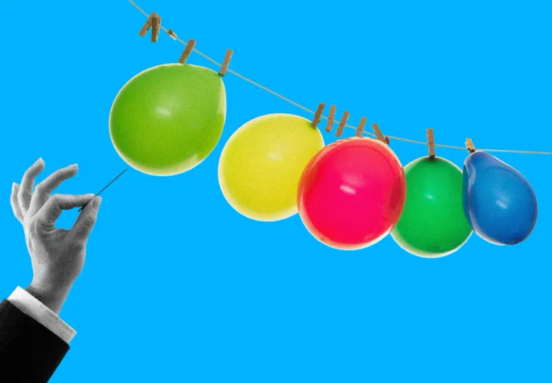 Editorial illustration for: Party balloons could become a ‘luxury’ as the Iran war spurs a helium shortage
