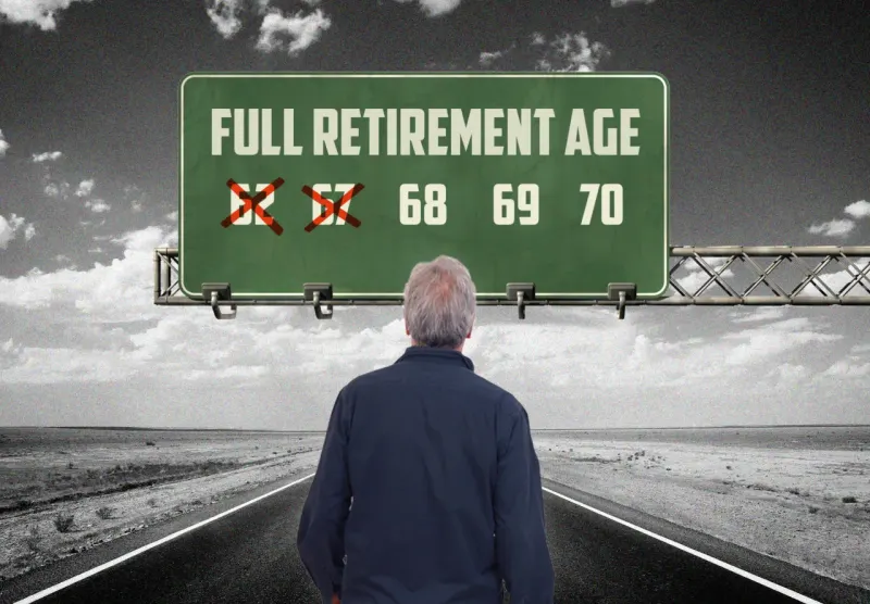 Editorial illustration for: Raising Social Security’s full retirement age is political dynamite because it could make this gr