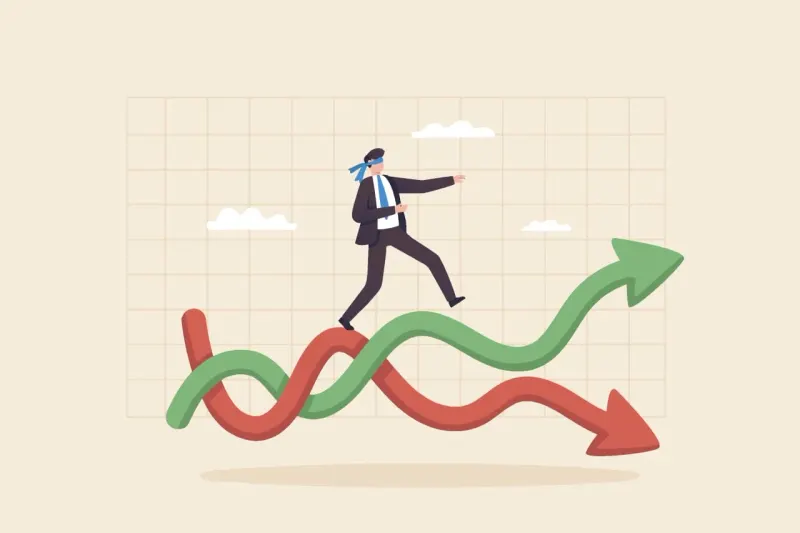 A taut slingshot between diverging market lines suggests the potential for a sharp move up or down.