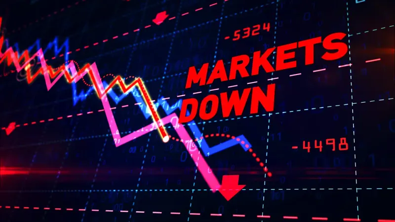 A market ridge dips slightly while deeper cracks remain sealed, symbolizing a pullback without major danger signs.