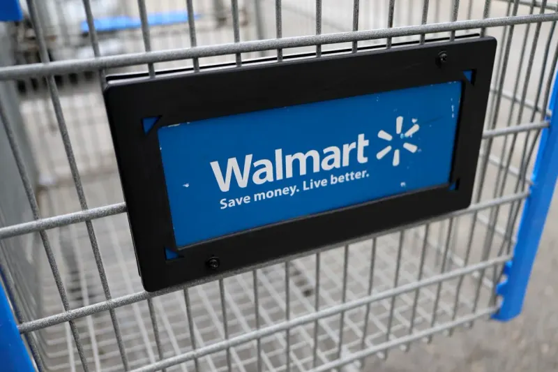 A shopping cart shaped like a compass points toward a low-priced coin, symbolizing disciplined bargain hunting.