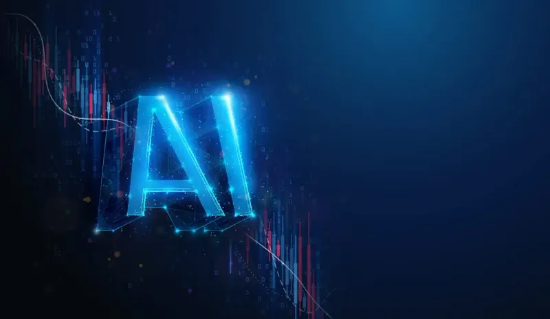 A silicon crown teeters above a basket receiving coins, symbolizing AI customers gaining more than innovators.