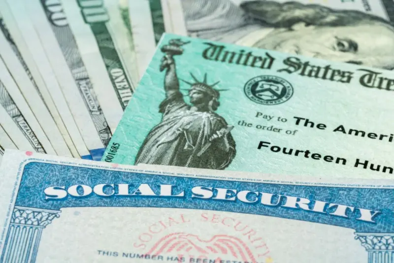 A benefit coin climbs an escalator moving backward, symbolizing a Social Security increase offset by inflation.